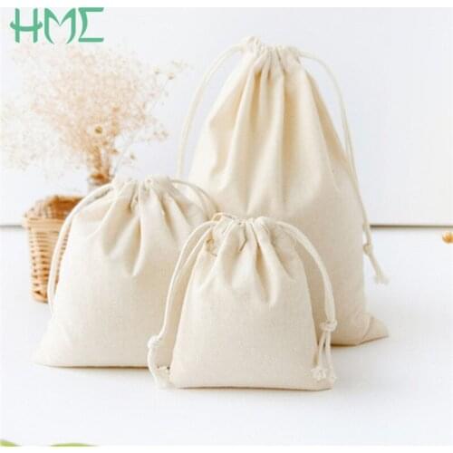 10x12 14x16 19x24 25x32CM Solid Color Pure Cotton Canvas Gift Bags Gift Bags Kids Birthday Party Candy Drawstring Pouch Tea bag