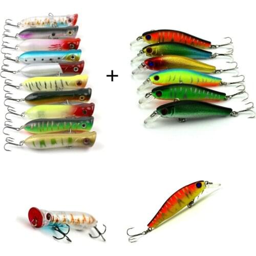 16Pcs Fishing Lure Hard Bait Wobblers Slow Floating Jerkbait Hooks Poper Minnow Fishing Snap Crankbait