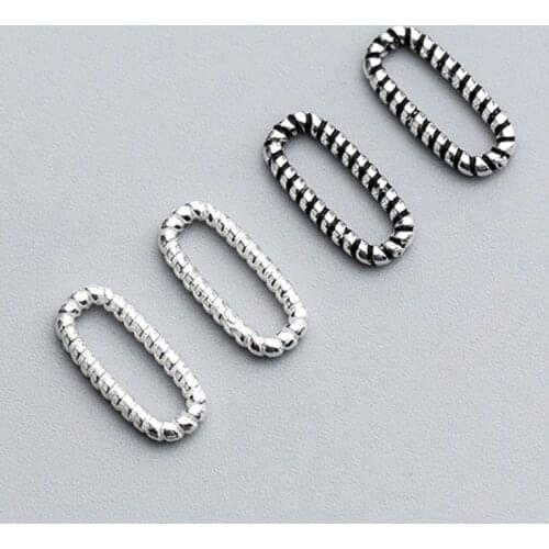 2pcs/lot 925 Sterling Silver Thread Oval Ring Connectors Craft Fancy Circle Charms Connection DIY Necklace Bracelets Jewelry