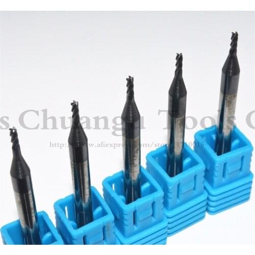 4mm*1.5mm*50mm,10pcs,CNCTungsten solid carbide end milling cutter,TiALN Coating 4 Flute steels cutting End Mill,HRC50 insert bit