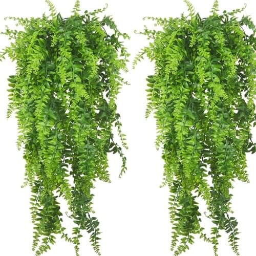 4 PCS Artificial Plants Vines Boston Fern Persian Rattan Greenery Fake Ferns Ivy for Wall Hanging Basket Decorations