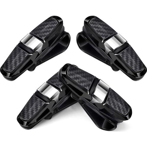 4 Packs Glasses Holders for Car Sun Visor, Sunglasses Holder Clip Hanger Eyeglasses Mount, Double-Ends Clip and 180 Degree Rotat