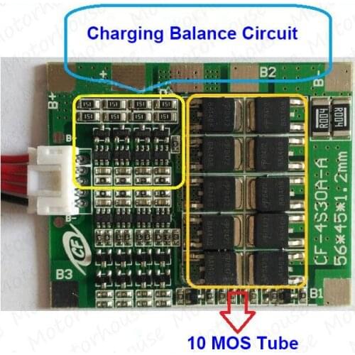 4S 30A Battery PCB Protection Board for 14.8V/16.8V Li-ion Lithium 18650 Battery Charging Balance