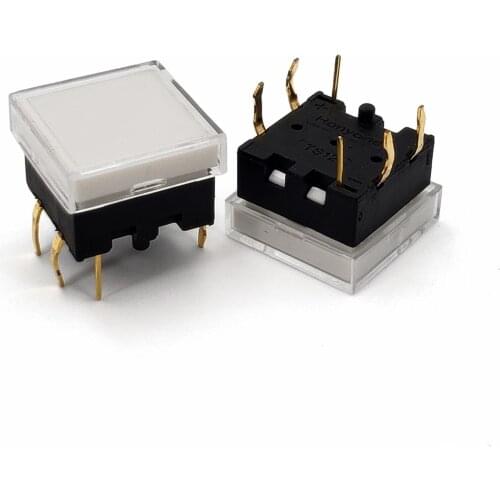 5Pcs TS12 Series 13.4*13.4mm Square With LED Momentary SPST PCB Push Button Click Tact Switch