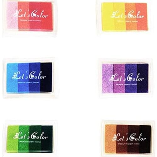 6pcs/lot Gradient Colors Inkpad Stamp Fingerprint Ink Pads DIY Multicolor Craft Stamp Pad Craft Finger Ink Pad