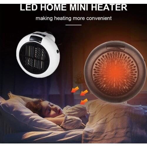 900W Mini Home Warm Air Blower Wall-Outlet Heater Fast Heating Quiet Portable Heater LED Display Warmer Energy Conservation
