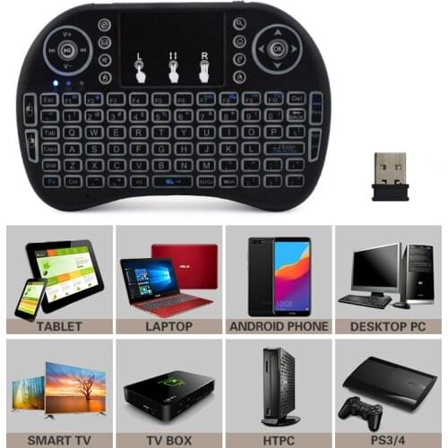 Arabic Remote Control Air Mouse Backlight Mini Keyboard I8 with Touchpad Spanish Russian English for Computer Android TV BOX