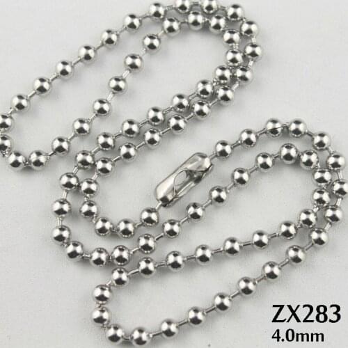 200pcs 16-38" length 4mm ball chain stainless steel necklace beads chains with Waist buckle fashion jewelry parts ZX283