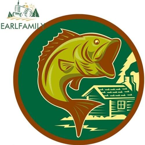 EARLFAMILY 13cm x 13cm Funny Car Sticker Large Mouth Bass Fish Fishing Pagrus Major Boat Kayak Automobiles Car Accessories Decal