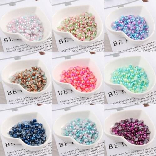 Graduated Color Half Round Imitation Pearls 3-8mm Flat back Scrapbook DIY Beads For Phone Case/Nail Craft/Clothing Accessories