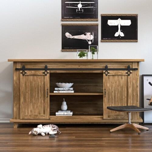 Haccer 24'' to 72" Mini Cabinet Slides Sliding Barn Door Hardware Diamond Shaped for Double Door