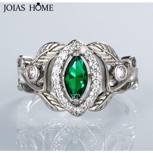 JoiasHome New Emerald Rings for Women Silver 925 Jewelry With Green Gemstone Trendy Engagement Female Gift Size6-10 Wholesale