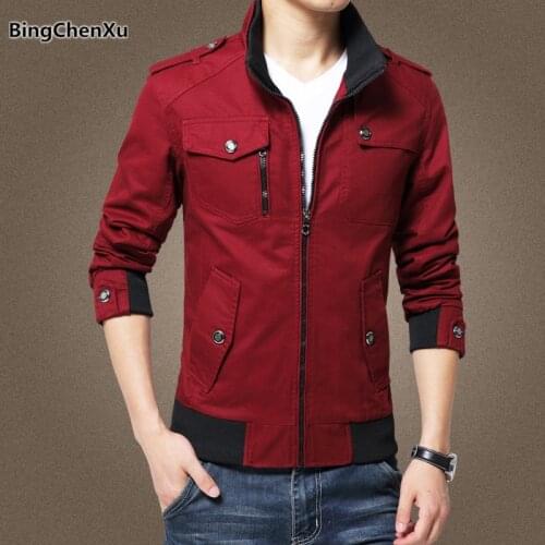 Red Casual Mens Jacket Coat Military Jacket Men Male Plus Size Winter Pilot Jackets Fashion veste homme Brand Outwear Coat 1081