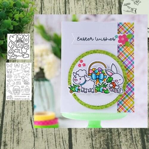 Rabbit and sheep Metal Cutting Dies and clear stamps Stencils for DIY Scrapbook Photo Album Paper Card Decorative