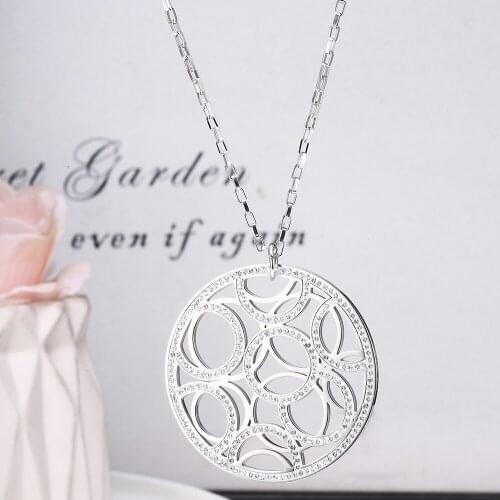 Fashion Crystal Circle Pendant Necklace For Women Round Geometric Long Charm High Quality Jewelry Friendship Party Gifts New