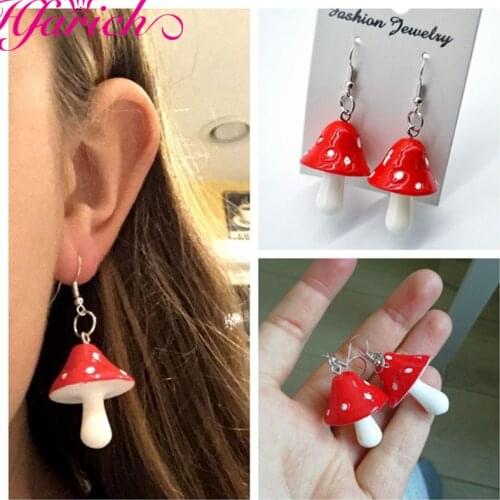 Cartoons Drop Earrings Girl Kids Birthday Gift Cute Acrylic Mushroom Long Pendant Earrings Handmade Jewelry Brincos Arete
