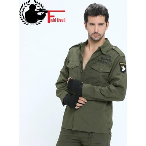 Military Style Men Shirt BRAND Tactical Shirt 2021 Quality Army 101st Airborne Clothing Plus Big Size Long Sleeve Male Shirt Top