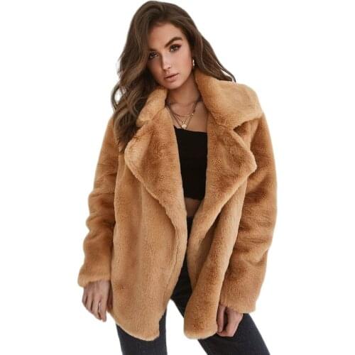 New European And American Fashion Autumn With Winter Jacket Sexy Plush Lapel Comfortable Slim Jacket Women
