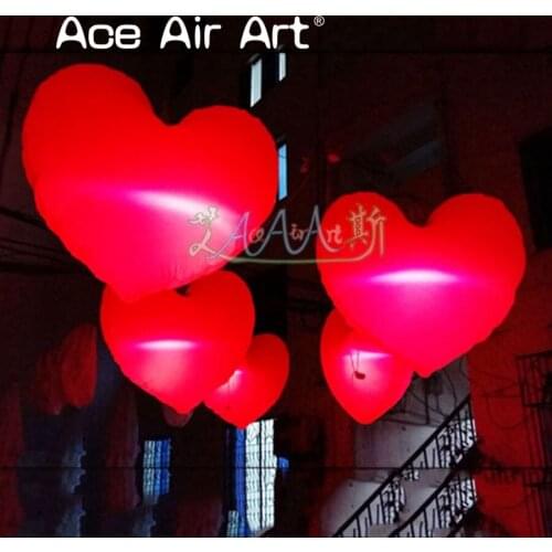 2019 new arrival bueatiful Valentines Day Inflatable air blown hanging heart decor for event