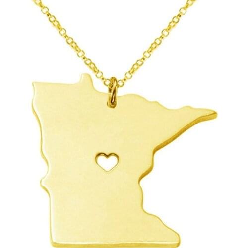 Popular in Europe and America, stainless steel map necklace pendant in Minnesota, USA
