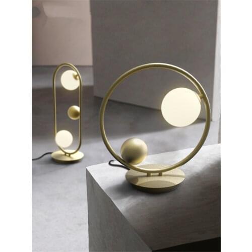 Post Modern Glass Ball Table Lamps G4 Nordic Living Room Decorative Bedroom Bedside Oval Night Desk Lights Art Deco Luminaires