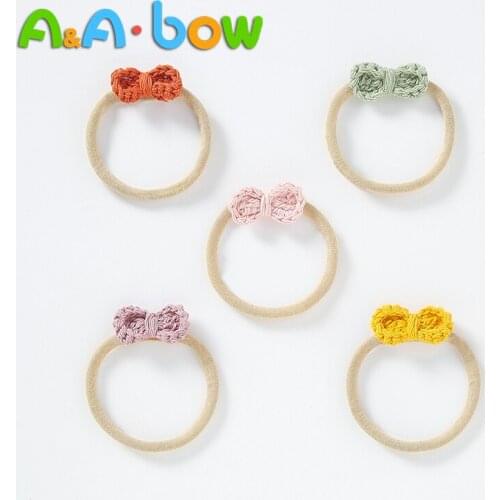 1 PCS Flower Nylon baby Girl Headband Vintage Knitted Bows Hair Elastic Hairband for Baby Girls Headwear Hair Accessories Cute