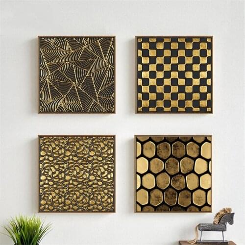 Retro Classical Gold Mosaic Bronze Home Decor Nordic Canvas Painting Living Room Bedroom Wall Art Poster Minimalist Picture