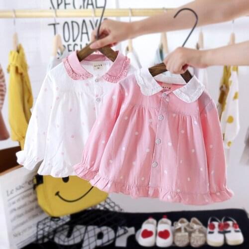 GirlS Shirt 2020 Autumn Clothing New Style Korean-style Children Long Sleeve Shirt Dress Baby Western Style Tops Shirt a Genera