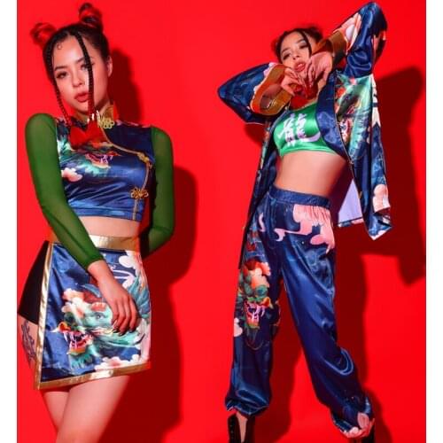 Sexy Jazz Costume Women Dj Outfit Nightclub Bar Rave Hip Hop Dance Clothes Singer Lead Dancer Chinese Style Stage Costume BL5541