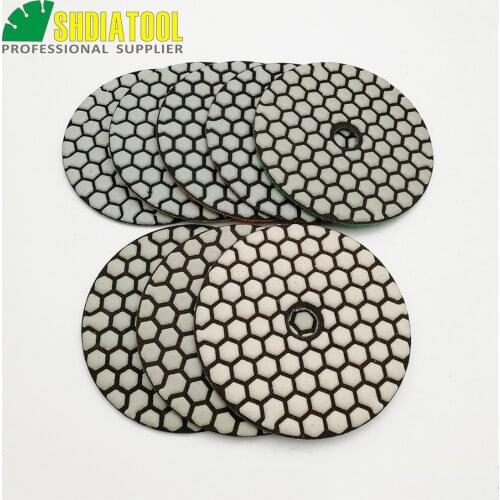 SHDIATOOL 7pcs/set 4inches dry Diamond polishing pads 100MM Resin bond diamond flexible grinding pads