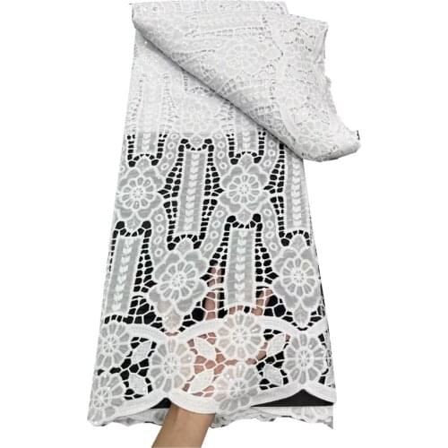 SJ Lace 2021 High Quality Nigerian Lace Fabrics Sequins Cord African Lace Fabric Hard Lace Wedding Guipure Lace Fabric j5-88