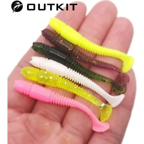 OUTKIT 20Pcs/lot Wobblers mini Fishing Soft Lures Rubber Soft Baits 5cm 1g Soft Worm Artificial Baits Bass Silicone Fish