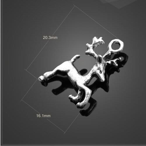 High quality 10 PCS/Lot 16.1mm*20.3mm alloy antique silver plated animal deer charm