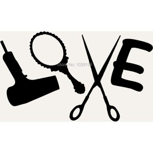 Funny Creative Car Styling Love Beauty Salons Hairdressing Set Hair Dryer, Mirror, scissors, and Comb Vinyl Decal Car Stickers