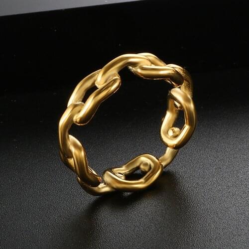 ZMFashion 6mm Casting Rings Vintage Gold Plated Stainless Steel Punk Hip-hop Finger Ring Jewelry Accessories For Men Women Gifts