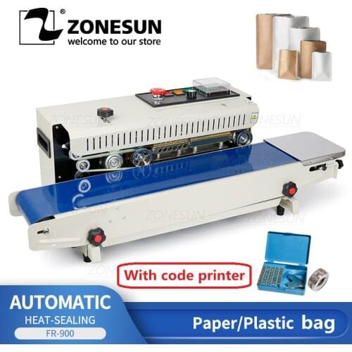 ZONESUN FR-900 Plastic Bag Soild Ink Continuous Band Sealer Sealing Machine Expanded Food Band Sealer