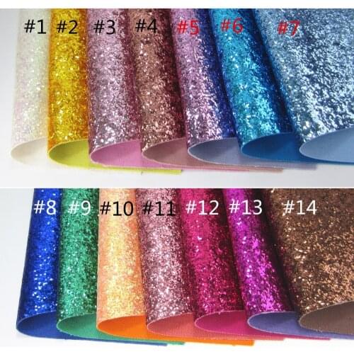 A4 Sheet 8"x11.8" Chunky Glitter Fabric Leather with same color back For craft Sewing bows DIY 1piece F0375