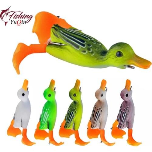1Pcs Double Propeller Flipper Duck Fishing Lures Ducking Frog Soft Bait 9cm 10g 3D Eyes Artificial Swimbait Day Bass Tackle