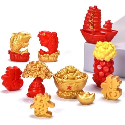 1PCS New Years Fortune Landscape Ornaments DIY Mini Miniature Garden Ornament Craft Dollhouse Home Decor Craft