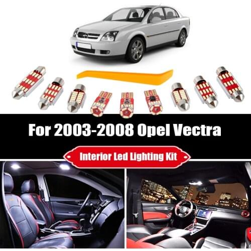 13pcs Canbus White Error Free Car LED Interior Light Kit Reading Bulbs For 2003-2008 Opel Vectra C GTS Map Dome Cargo Plate Lamp