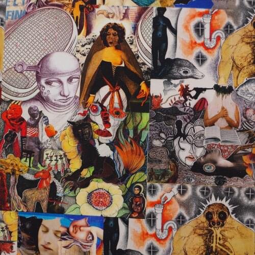 145cmx50cm Cotton Canvas Fabric for handmad, bed, bag, curtain - Aliens and Alien Animals