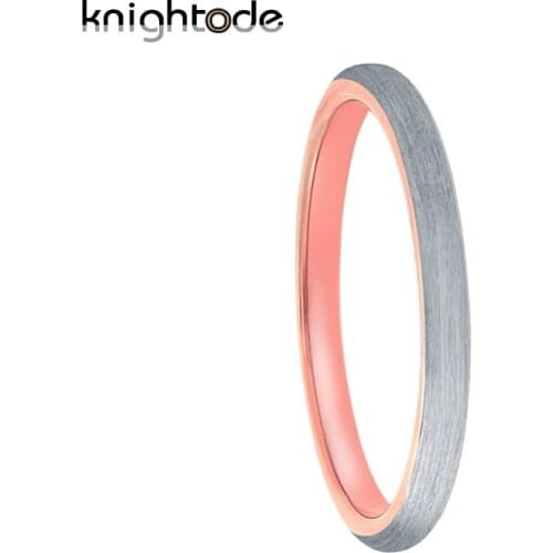 2mm Rose Gold Tungsten Women Ring Engagement Band Ring Brushed Female Fashion Jewelry