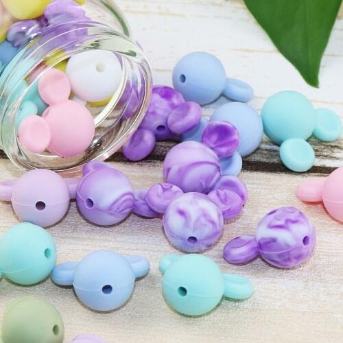 20Pcs Micky Mouce Shape Silicone Beads For Baby Teether Teething Chain Beads Accessories For Babies Infant BPA Free Food Beads