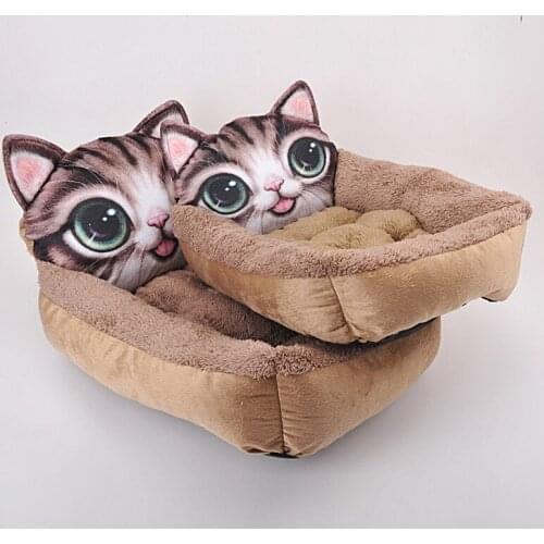 3D Cat Realistic Pattern Pet Bed Soft Kennel Warm Soft Mat Pug House For Dog Cat Puppy Bed Bench For Dogs