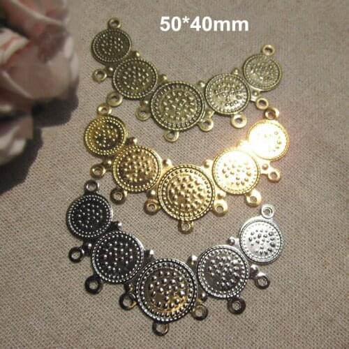 40 Arc-shaped Connectors with 9 Loop,50*40mm Gold-color,Silver-color,Steel,Bronze Color,Metal Stamping Jewelry Connectors