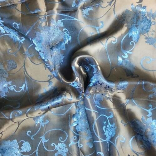 50x120cm Graceful Blue Lily Flower Jacquard Polyester Lining Fabric Lining of cloth dress Home Decoration