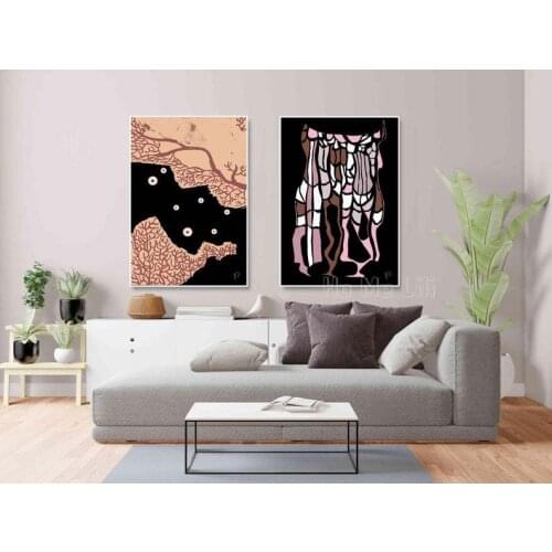 Abstract Rose Gold And Black Wall Art Print Set Of 2 Canvas Neutral Color Over Sofa Modern Home Decor For Walls