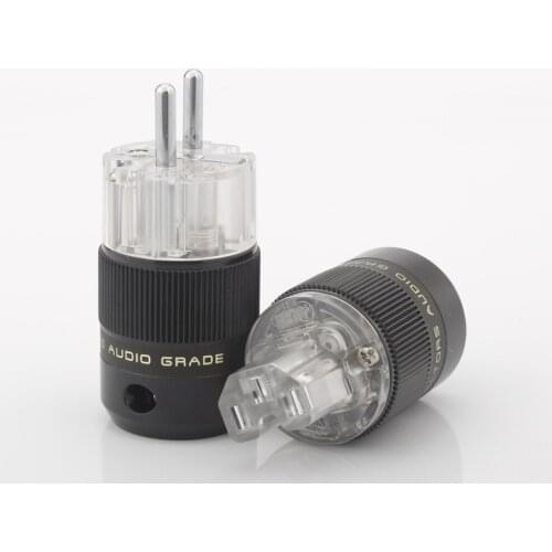 Audiocrast Silver Or Rhodium Plated Schuko Power Connector Audiophile DIY Mains Power Cord Plug HIFI European Power Plug