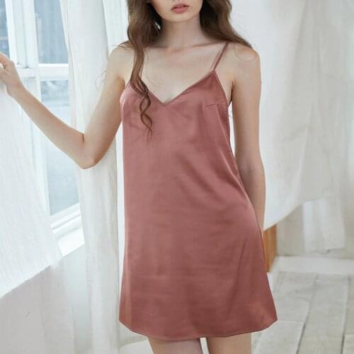 BALALOUM New Arrivals Women Summer Sexy Nightgowns Tempting Nightdress Sleepwear Smooth Comfortable Female Lingerie Soft Pink