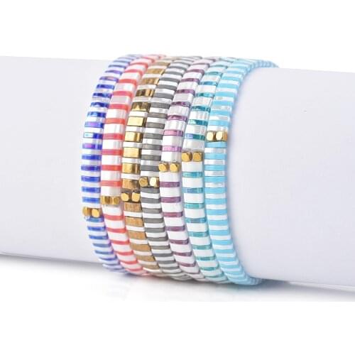 KSRA Bohemian Miyuki Tila Bead Bracelet Handmade Square Tila Bracelet For Women Friendship Jewelry